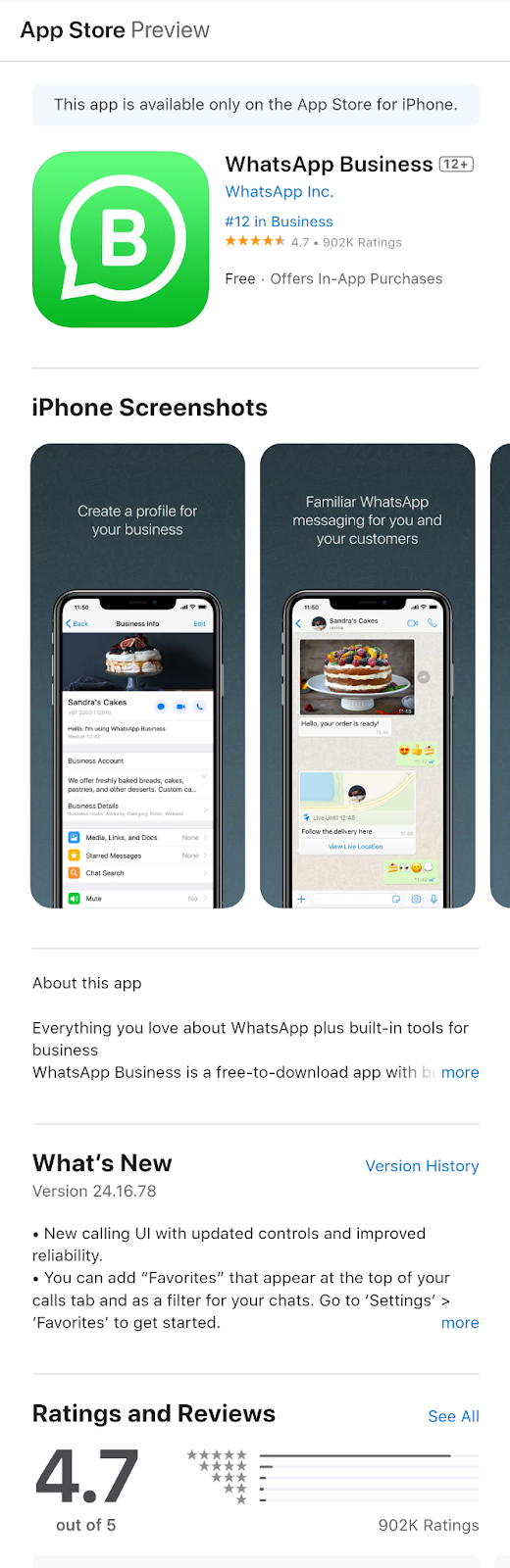 Image showing WhatsApp Business app on Apple Store