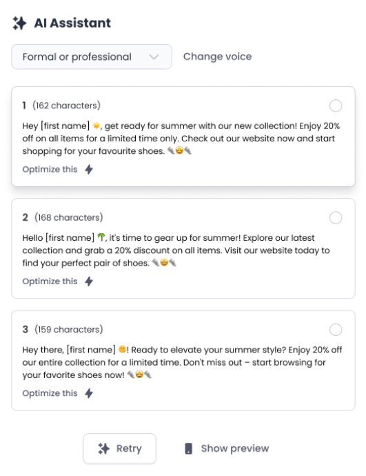 Image showing Copywriter AI generating personalized SMS alerts.
