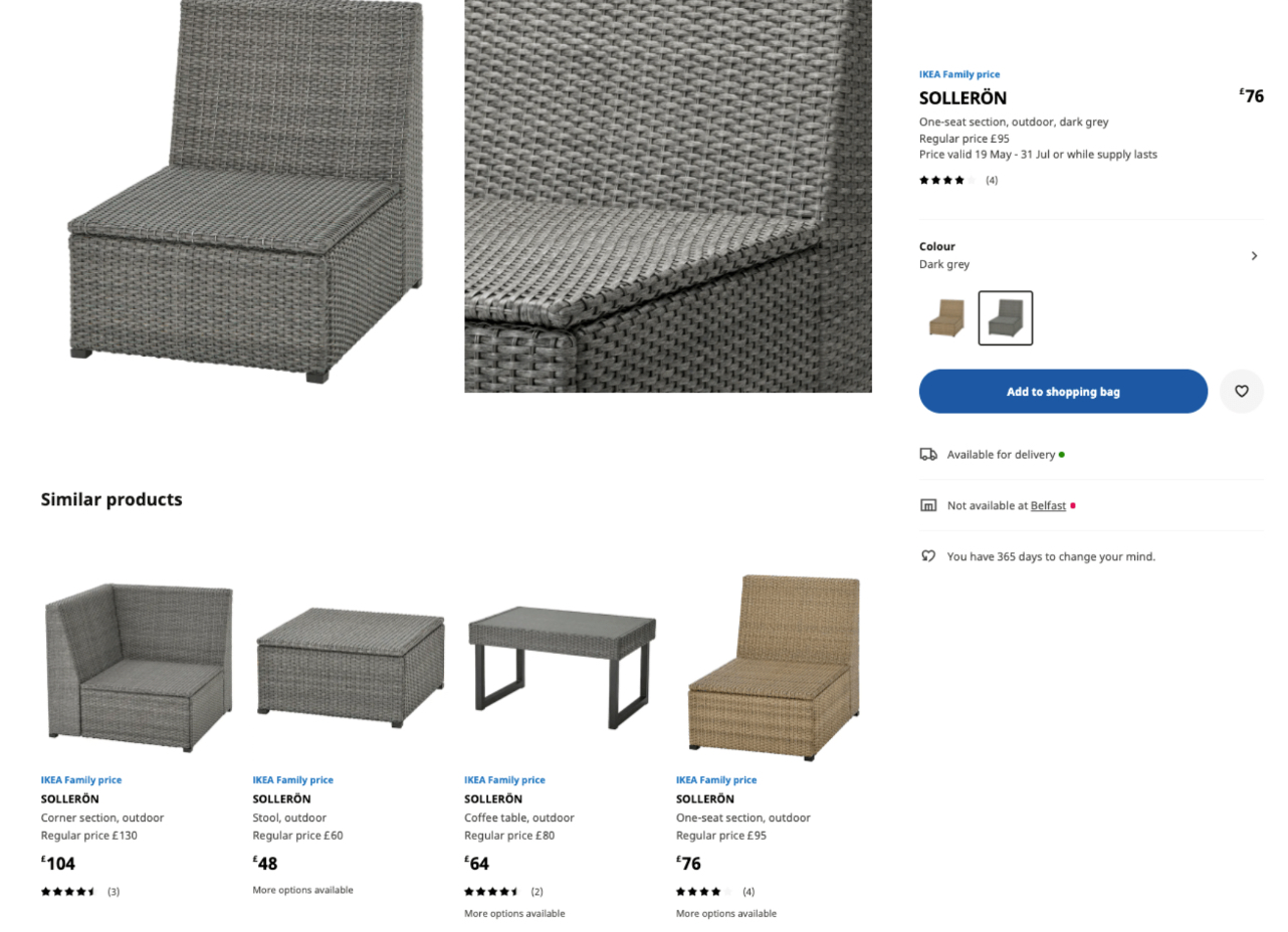 Ikea recommending similar products