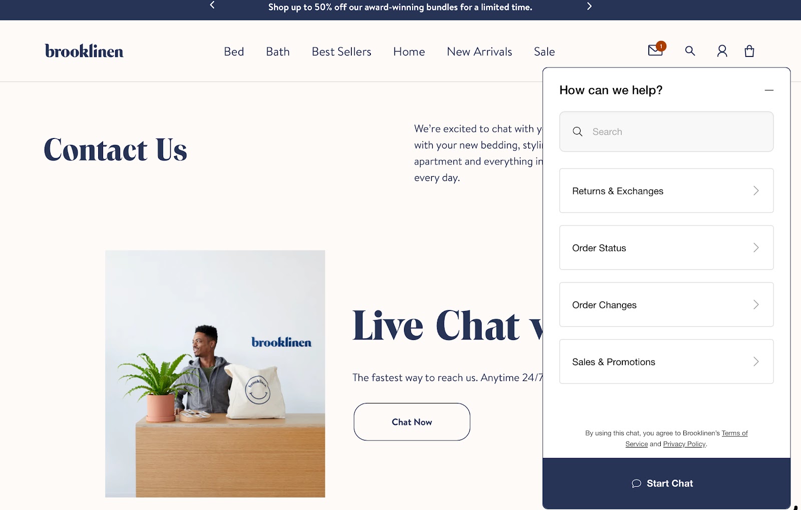 Brooklinen’s live chat