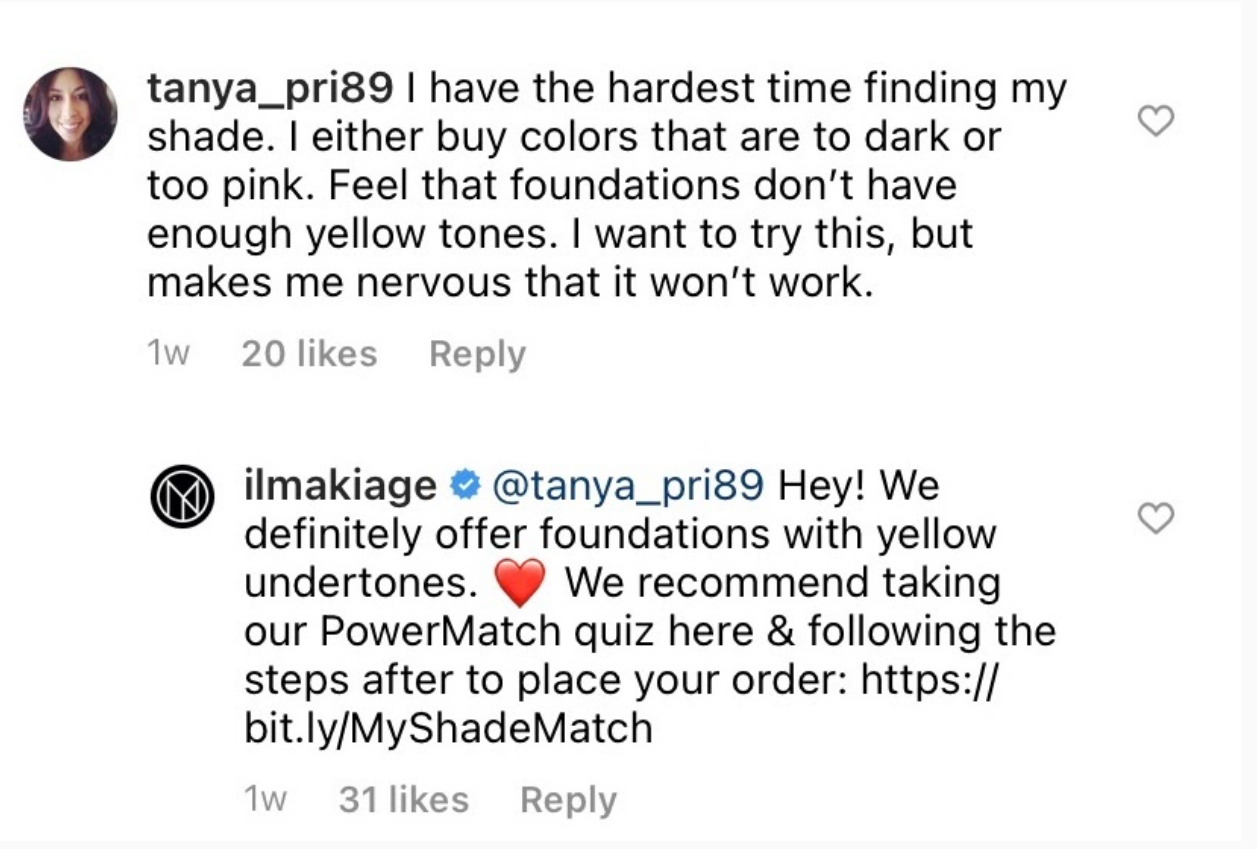 Il Makiage comment reply