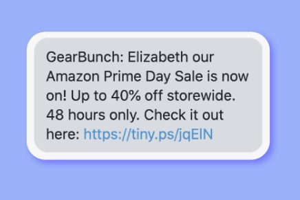 Image showing an SMS message with a clear call-to-action