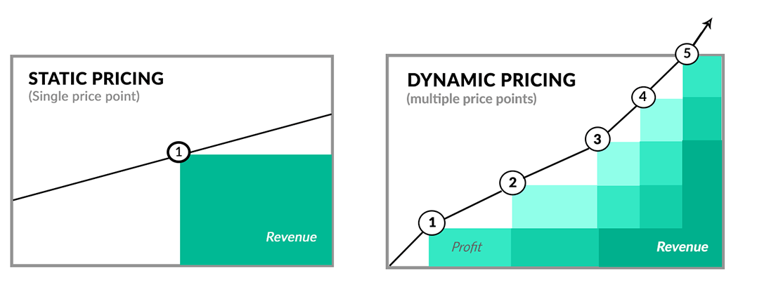 Two graphs shoTwo graphs showing static and dynamic pricingwing static and dynamic pricing