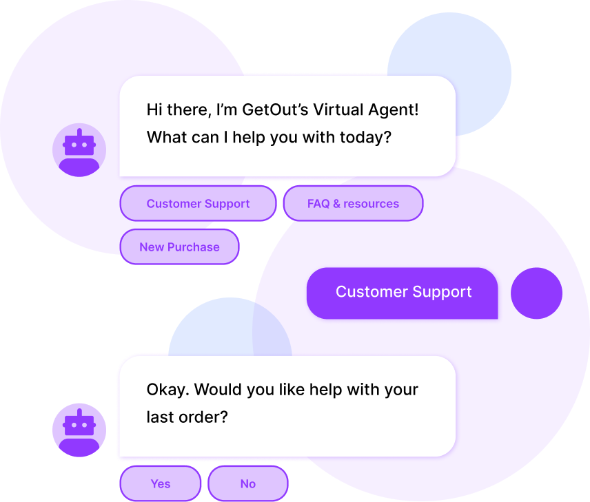 Plivo's chatbot interface showing a virtual agent conversation with customer support options