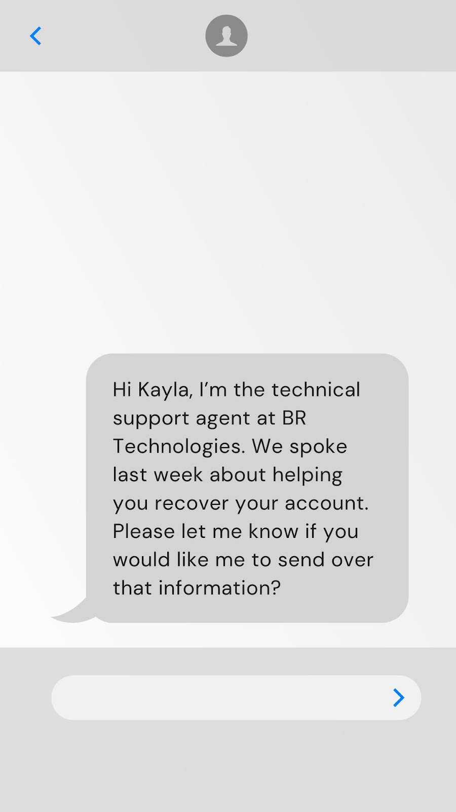 Image showing an SMS notification about a customer support ticket update.