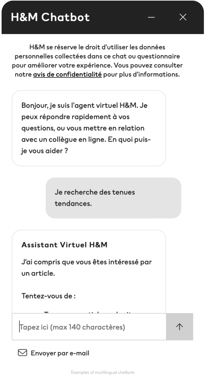 H&M multilingual chatbot