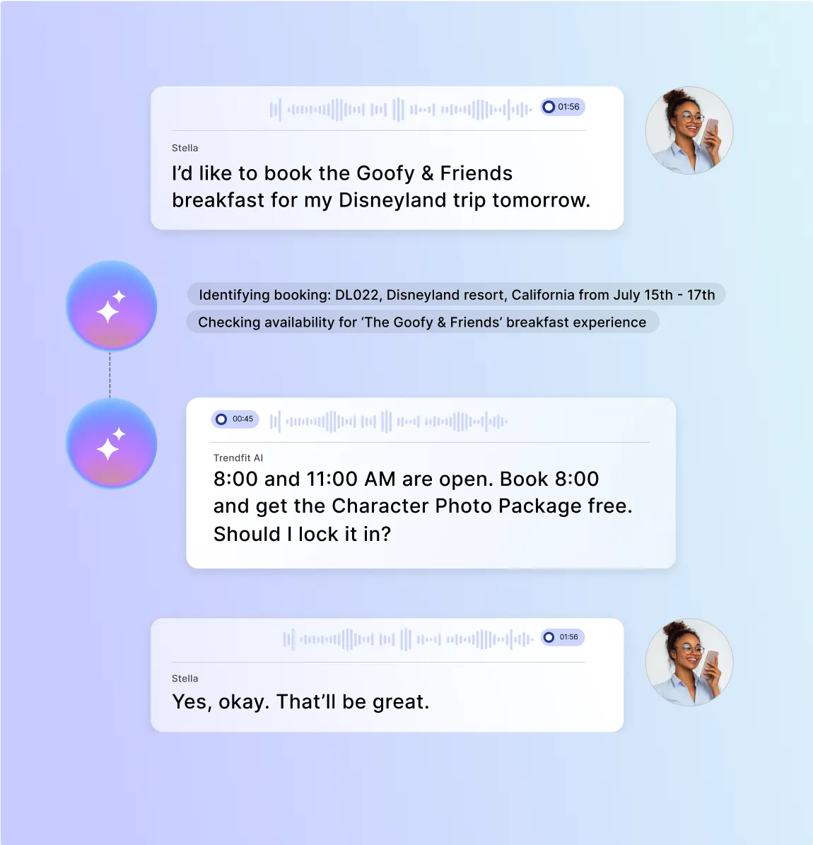 Image illustrating Plivo’s AI Voice Agent communicating with a customer