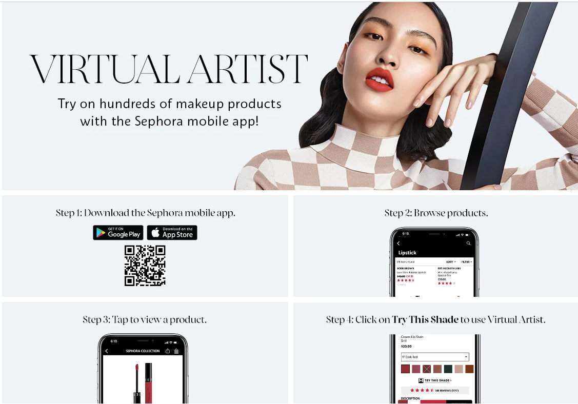 A graphic promoting the Sephora Virtual Artist feature