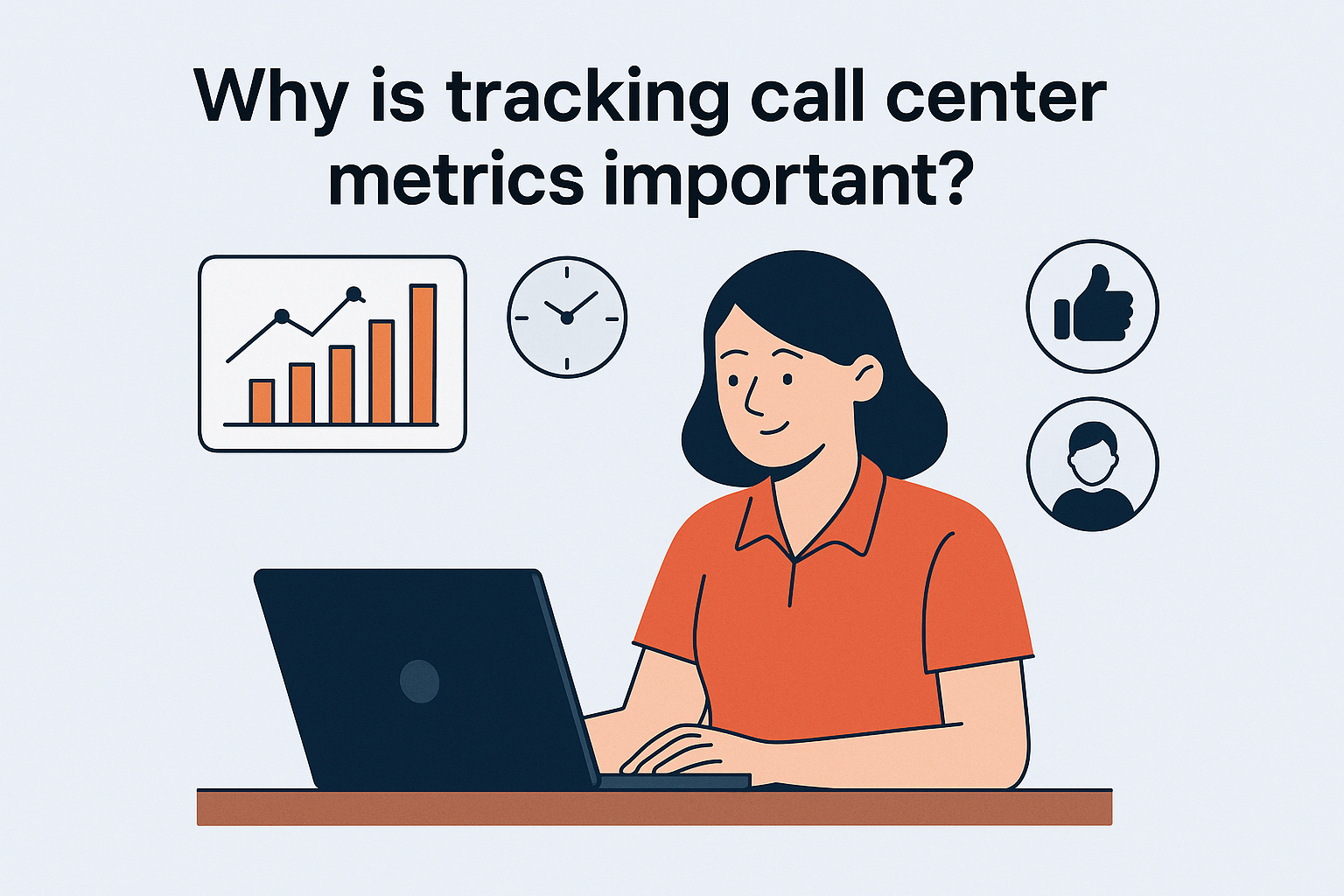 Woman analyzing call center metrics.