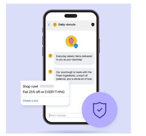 Promotional RCS for business messaging with verified sender badge