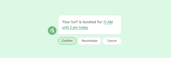 An image showing Plivo RCS API asking the user to act on their booking